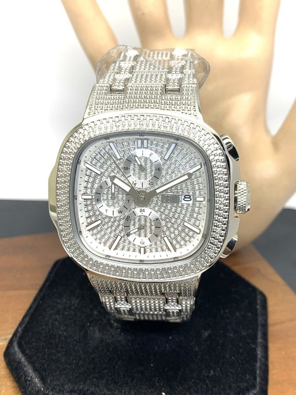 JBW Men's Watch J6380D Heist Diamond Quartz Silver Dial Stainless Steel 45mm